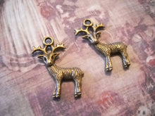 Load image into Gallery viewer, Deer Charms Deer Pendants Antiqued Bronze Charms Bronze Deer Charms Buck Charms Hunting Charms Hunter Charms 6 pieces 3D