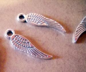 Angel Wing Charms Antiqued Silver Wings Tiny Wing Charms Miniature Charms 200 pieces Bulk Charms Wholesale Charms 17mm Silver Charms