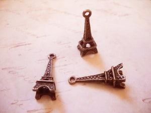 Eiffel Tower Charms Eiffel Pendants Antiqued Copper Charms Copper Eiffel Tower Paris Charms 3D Charms 24mm 10 pieces France Charms