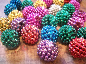Berry Beads Fruit Beads Bumpy Berry Beads 15mm Beads Green Beads Green Berry Beads Metallic Beads 10 pieces GREEN ONLY