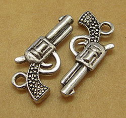 Gun Charms Pistol Charms Antiqued Silver Charms Gun Pendants Western Charms Six Shooter 50 pieces