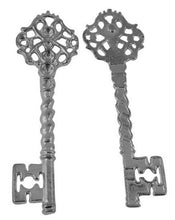 Load image into Gallery viewer, Skeleton Key Pendants Antiqued Silver Key Big Keys 68mm Large Keys Steampunk Supplies Steampunk Keys 4 pieces SAMPLE