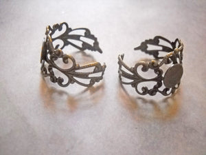 Ring Blanks Blank Rings Adjustable Rings Filigree Rings Open Back Rings Ring Settings Bronze Rings Bronze Ring Blanks 2 pieces