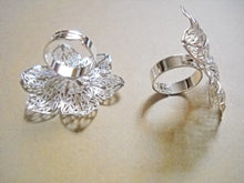 Load image into Gallery viewer, Ring Blanks Flower Ring Blank Large Flower Pad Shiny Silver Blank Ring