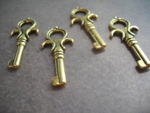 Skeleton Key Charms Gold Key Charms Steampunk Keys Gold Keys Key Pendants Gold Key Pendants Steampunk Supplies Wholesale 20pcs