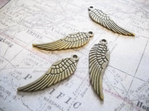 Angel Wing Charms Pendants Antiqued Bronze Wing Charms Angel Wings Bronze Charms 30mm Double Sided 4 pieces