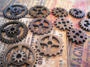Clock Gears Watch Gears Steampunk Gears Steampunk Charms Assorted Gears Assorted Charms Bulk Gears Hardware 12 pieces