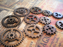 Load image into Gallery viewer, Clock Gears Watch Gears Steampunk Gears Steampunk Charms Assorted Gears Assorted Charms Bulk Gears Hardware 12 pieces