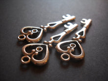Load image into Gallery viewer, Skeleton Keys Bulk Skeleton Keys Antiqued Silver Key Pendants Heart Key Heart Skeleton Keys Valentines Day Charms Key Pendants 10pcs