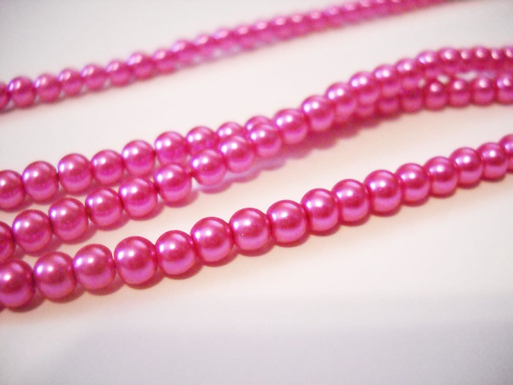 Pink Beads Pink Pearl Pink Glass Pearls 4mm Beads 4mm Pearls Pink Glass Beads BULK Beads Wholesale Beads DOUBLE STRAND 32