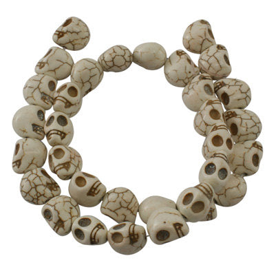 Skull Beads Ivory Skull Beads White Skull Beads 12mm Beads Howlite Skull Beads Halloween Beads Turquoise Beads Full Strand