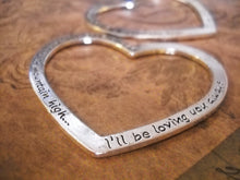 Load image into Gallery viewer, Quote Pendant Word Pendant Heart Pendant Linking Ring Heart Link Connector Affirmation Ring Antiqued Silver Large Focal Pendant 56mm