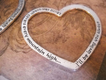 Load image into Gallery viewer, Quote Pendant Word Pendant Heart Pendant Linking Ring Heart Link Connector Affirmation Ring Antiqued Silver Large Focal Pendant 56mm