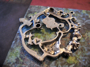Fairy Tale Pendant Antiqued Silver Focal Pendant Large Pendant Story Telling Charm Focal Piece Fairy Tale Charm 1.5"