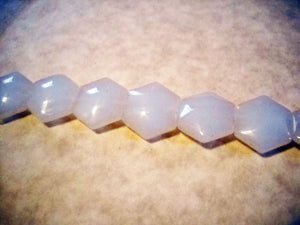 Hexagon Beads Milky White Beads Geometric Beads Glass Beads 17mm Beads Vintage Beads 6 pieces