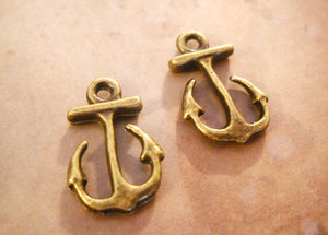 Anchor Charms Bronze Anchor Charms Anchor Pendants Ocean Charms Sea Charms Bronze Charms Nautical Charms 10 pieces