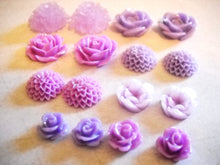 Load image into Gallery viewer, Flower Cabochons Purple Flower Flatbacks Flat Back Flowers Resin Flowers Resin Cabochons Purple Flatbacks Assorted Cabochons 10pc