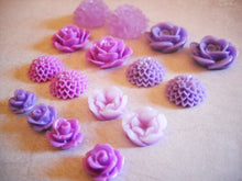Load image into Gallery viewer, Flower Cabochons Purple Flower Flatbacks Flat Back Flowers Resin Flowers Resin Cabochons Purple Flatbacks Assorted Cabochons 10pc