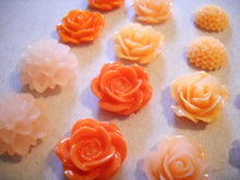 Load image into Gallery viewer, Flower Cabochons Flower Flatback Flat Back Flower Resin Flowers Resin Cabochons Assorted Cabochons Flower Flat Backs 20 pieces