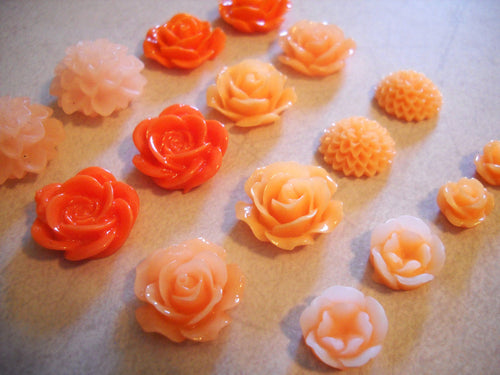 Flower Cabochons Flower Flatback Flat Back Flower Resin Flowers Resin Cabochons Assorted Cabochons Flower Flat Backs 20 pieces