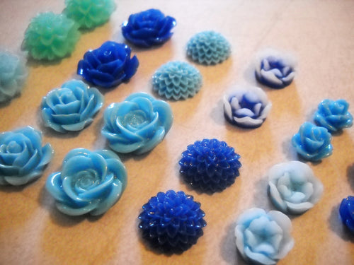 Flower Cabochons Resin Flowers Resin Cabochons Flower Flatbacks Flat Back Flower Blue Flower Flatback Assorted Cabochons Mum Flatbacks 10pcs