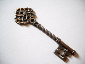Skeleton Key Pendants Antiqued Copper Keys Key Charms Steampunk Keys Copper Pendants 68mm 10pcs
