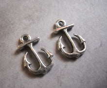 Load image into Gallery viewer, Anchor Charms Silver Anchor Charms Boating Charms Sailing Charms Nautical Charms Anchor Pendants Mooring Charms Kedge Charms 10 pieces
