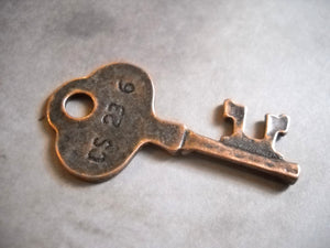 Skeleton Key Pendant Antiqued Copper Key Charm Steampunk Key Copper Pendant Copper Charm