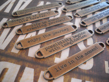 Load image into Gallery viewer, Quote Connectors Word Connectors Word Bands Quote Pendants 12pcs Antiqued Silver Assorted Quotes Word Pendants PREORDER