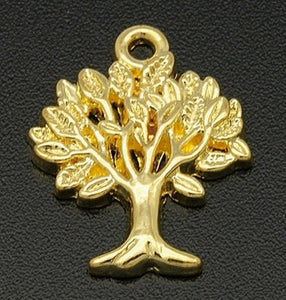 Tree of Life Charms Tree Pendants Gold Tree Charms Oak Tree Charms Gold Charms 10 pieces