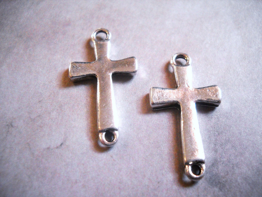 Cross Pendants Silver Cross Charms Cross Connectors Pendant Connectors Cross Links Sideways Cross Charms Christian Cross 4 pieces