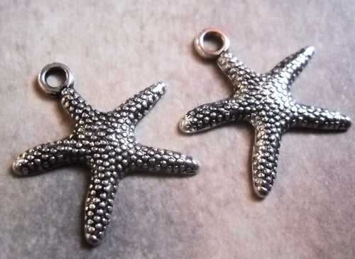 Starfish Charms Starfish Pendants Antiqued Silver Charms Silver Starfish Charms Nautical Charms Ocean Charms 19mm Bulk Charms 50pcs