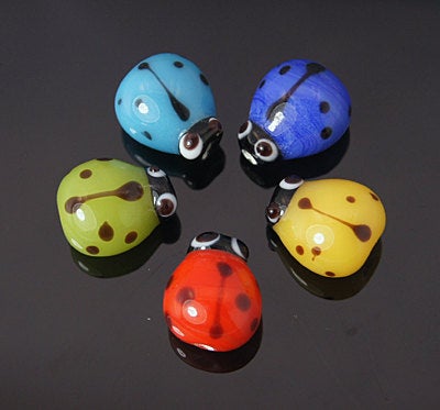 Lampwork Beads Glass Ladybug Beads Assorted Beads Mixed Handmade Beads Lampwork Glass BULK Beads 200pcs