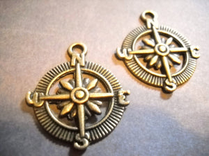 Compass Charms Compass Pendants Bronze Compass Charm Captain of My Soul Nautical Charms Sea Charms Bronze Charms Antiqued Charms 10 pieces