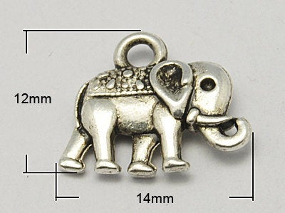 Elephant Charms-Animal Charms-Silver-Wholesale Charms -14mm-Antiqued Silver-1140pcs