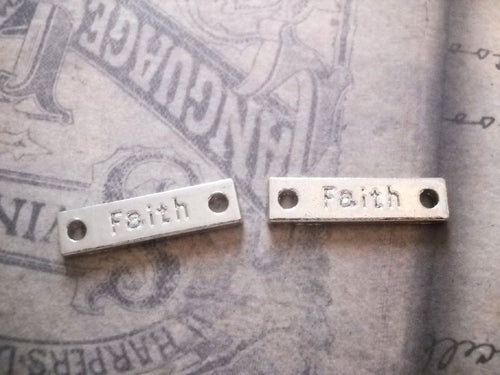 Word Charms Word Pendants Silver Word Charms FAITH Charms Links Connectors Word Links Word Connectors 10 pieces