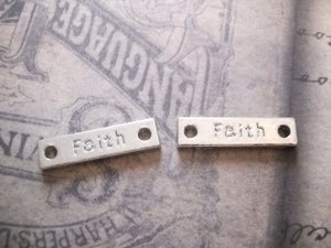 Word Charms Word Pendants Silver Word Charms FAITH Charms Links Connectors Word Links Word Connectors 10 pieces