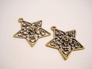 Star Pendants Antiqued Bronze Star Charms 5 Point Star Bronze Charms Bronze Pendants WHOLESALE Charms SAMPLES 2 pieces
