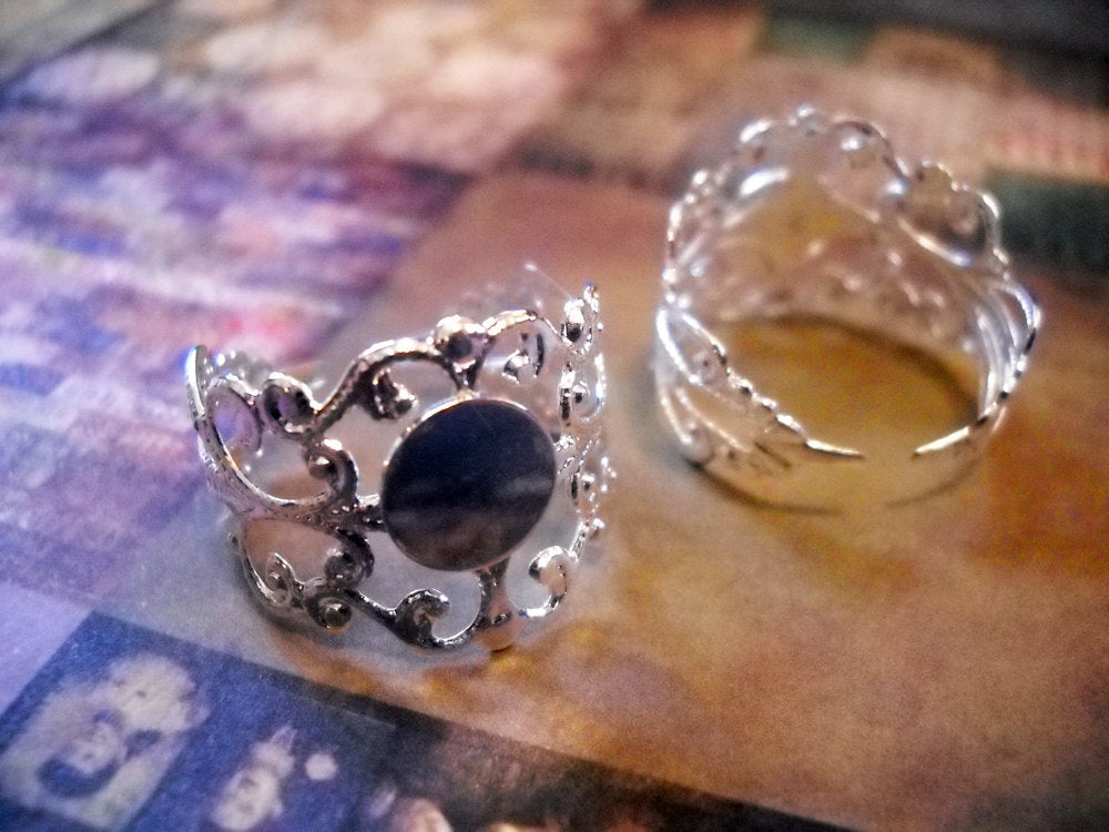 Ring Blanks Blank Rings Ring Settings Silver Filigree  Rings Adjustable Ring Blanks Bulk Jewelry Supplies 200pcs PREORDER
