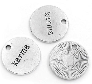Word Charms Word Pendants Karma Charms Antiqued Silver Quote Charms Silver Charms Inspirational Charms Silver Word Charms 20mm 5pcs