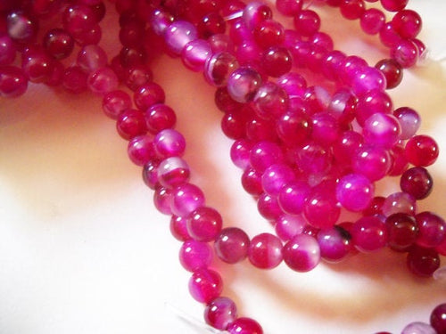 Gemstone Beads Bulk Beads Wholesale Beads Agate Beads Striped Agate 10 Strands 6mm Beads Pink Fuchsia Beads PREORDER