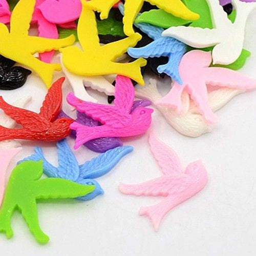 Bird Cabochons Resin Cabochons Assorted Colors Bird Cabochons Rockabilly Swallow 10 pieces Sparrow Right Facing Bird CLEARANCE was 2.58