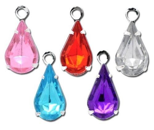 Teardrop Charms Drop Pendants Earring Drops Assorted Charms Bezeled Charms Faceted Drops Silver Drops 10 pieces