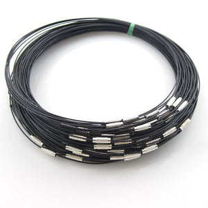 Necklace Wires Wire Necklaces Chokers Black Cord Black Neck Wires Wholesale Necklace Making Steel 20pcs 17.5" PREORDER