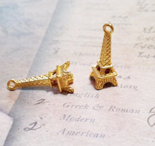 Load image into Gallery viewer, Eiffel Tower Charms Eiffel Tower Pendant Gold Eiffel Towers Paris Charms France Charms Paris Pendants Gold Charms 24mm 10 pieces