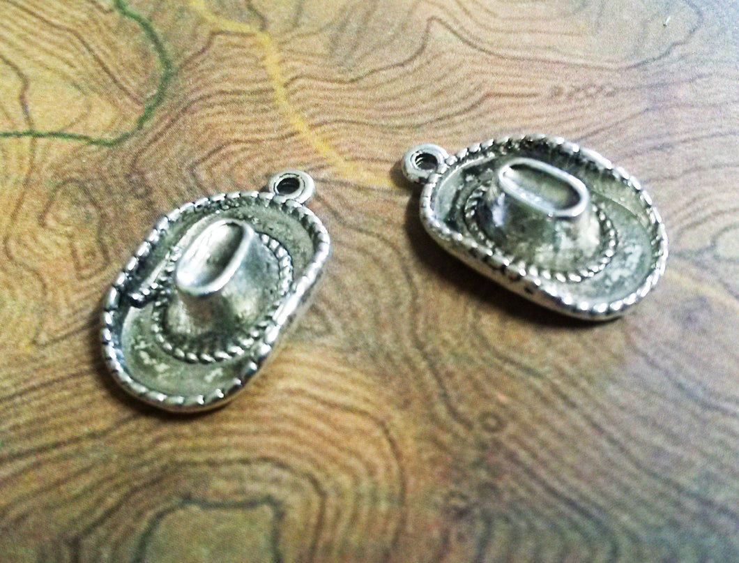 Cowboy Hat Charms Texas Charms Texas Pendants Silver Western Charm Silver Cowboy Hat Western Pendants 40 pieces