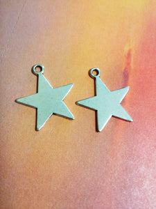 Star Charms Pendants Metal Stamping Blanks Antiqued Silver Star Charms Patriotic Charms 10 pieces