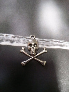 Skull and Crossbones Charms Pendants Pirate Charms Antiqued Silver Halloween Poison Death Gothic 10 pieces