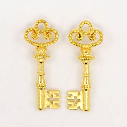 Bulk Skeleton Keys Wholesale Key Charms Key Pendants Shiny Gold Key Charms Gold Keys 38mm 100pcs Wholesale Keys