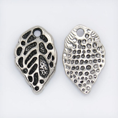 Leaf Charms Leaf Pendants Antiqued Silver Leaf Charms Nature Charms Silver Charms BULK Charms Wholesale Charms 16mm 100pcs